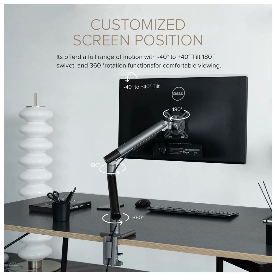 POUT Eyes 12 Single Ayarlanabilir Tekli Monitör Kolu Gri