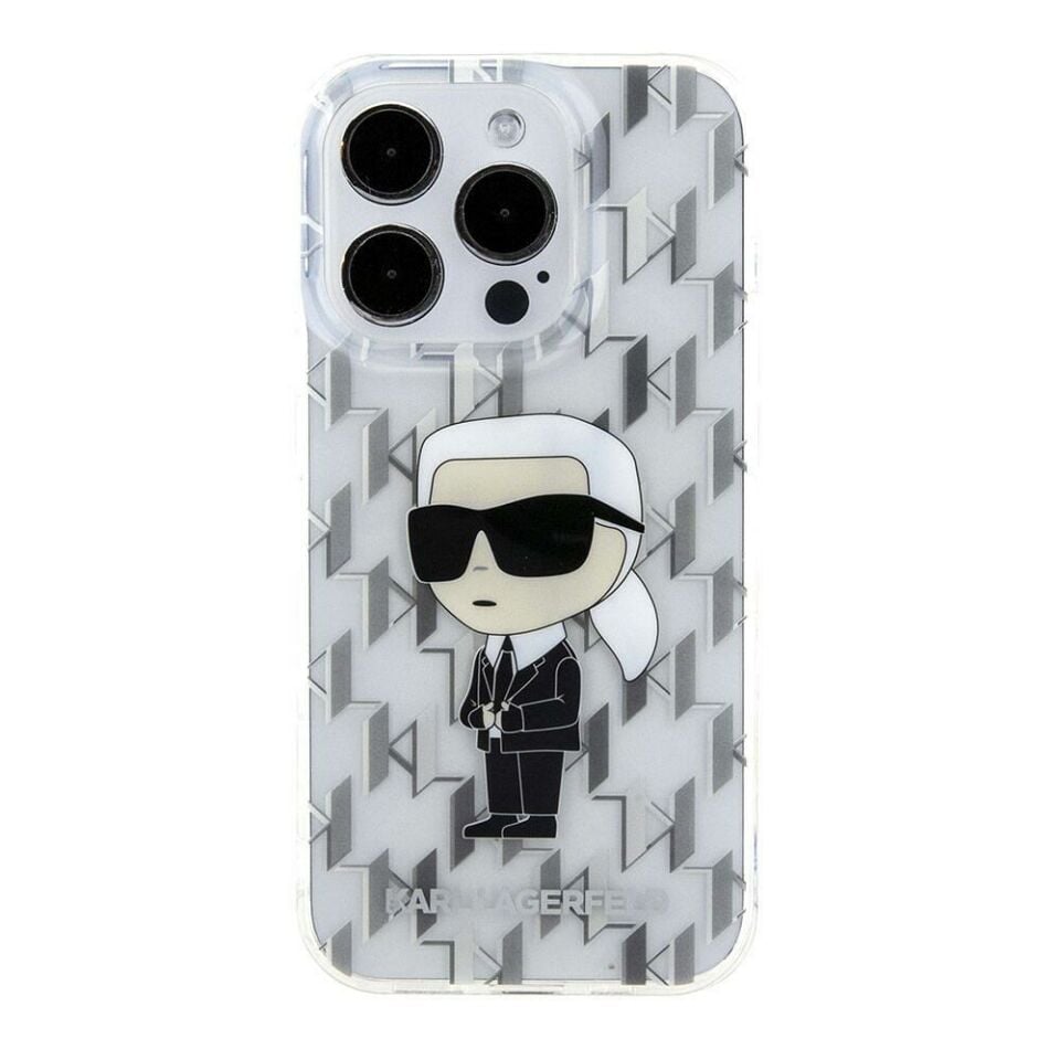 Karl Lagerfeld Monogram İkonik iPhone 15 Pro Kılıf - Şeffaf