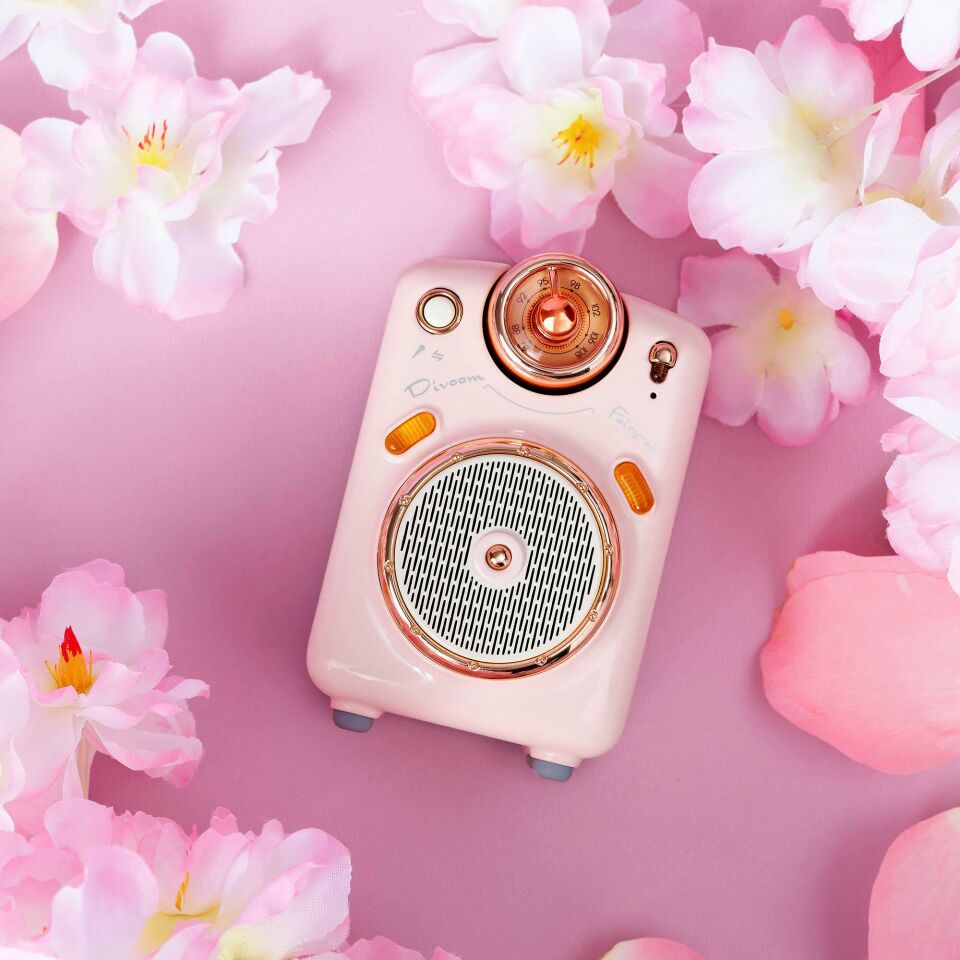 Divoom Fairy-OK Karaoke Mikrofonlu FM Radyolu Taşınabilir Bluetooth Hoparlör Pembe