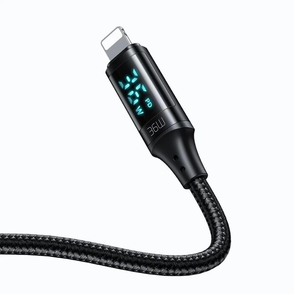 Mcdodo CA-1030 36W Type-C To Lightning Dijital Göstergeli Hızlı Data Şarj Kablosu 1.2 M Siyah