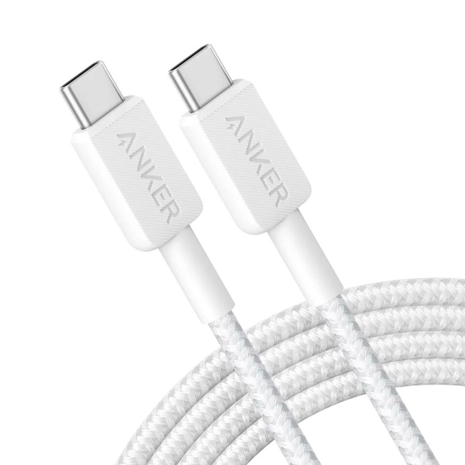 Anker 322 USB-C to USB-C 1.8M 60W Şarj Data Kablosu Beyaz