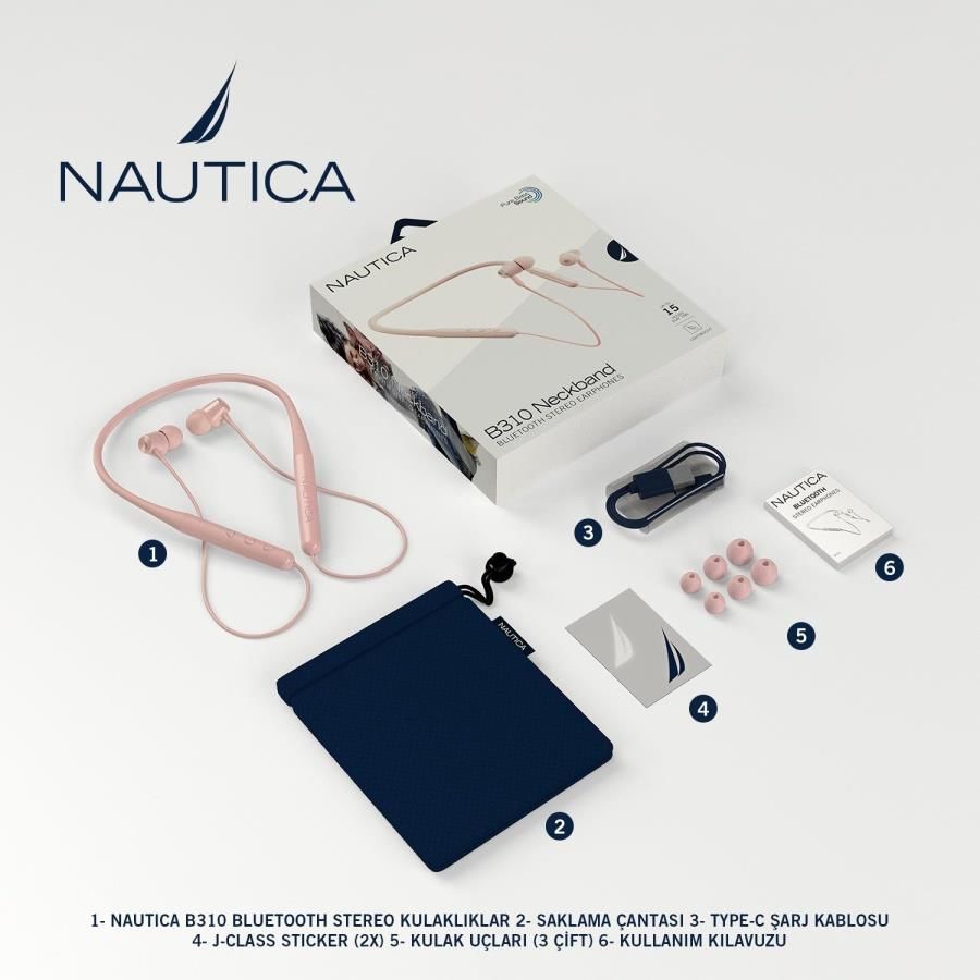 Nautica B310 Boyun Askılı Kulak İçi Bluetooth Kulaklık Pembe