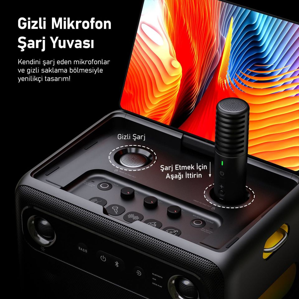 Ikarao Break X2 10,1 Tabletli Çift Mikrofonlu Karaoke Bluetooth Hoparlör