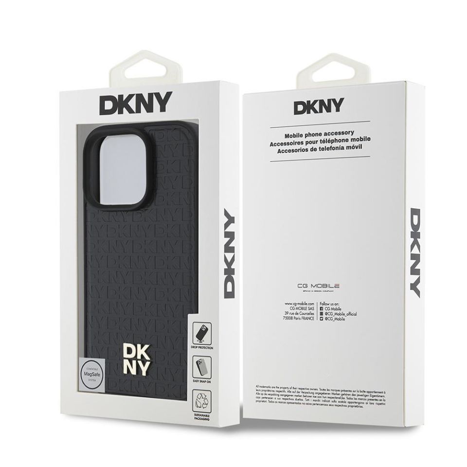 Apple iPhone 16 Pro Kılıf DKNY Orijinal Lisanslı Magsafe Şarj Özellikli 3D Yazılı Repeat Pattern Kapak