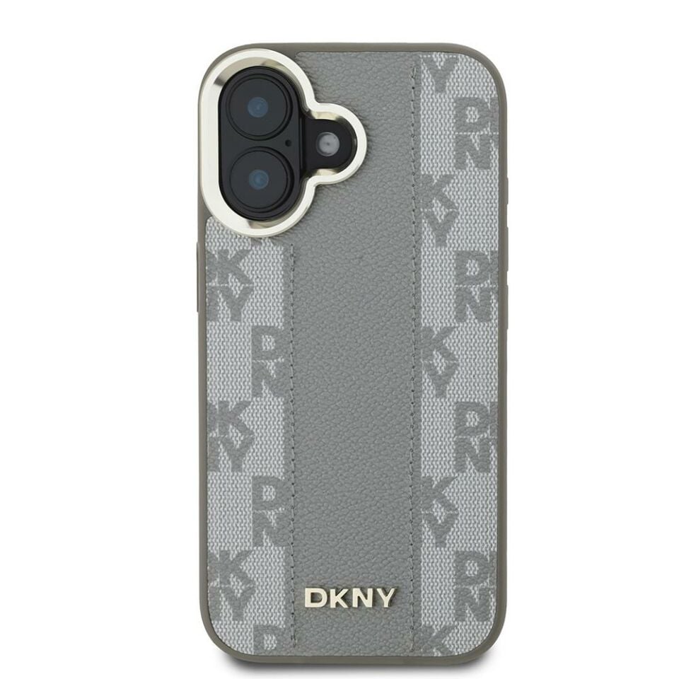 Apple iPhone 16 Kılıf DKNY Orijinal Lisanslı Magsafe Şarj Özellikli 3D Yazılı Checkered Pattern Kapak