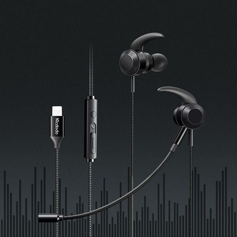 Mcdodo HP-1350 Ayrılabilir Mikrofonlu Lightning Girişli Dijital Oyun Kulaklığı 1.2m-Siyah