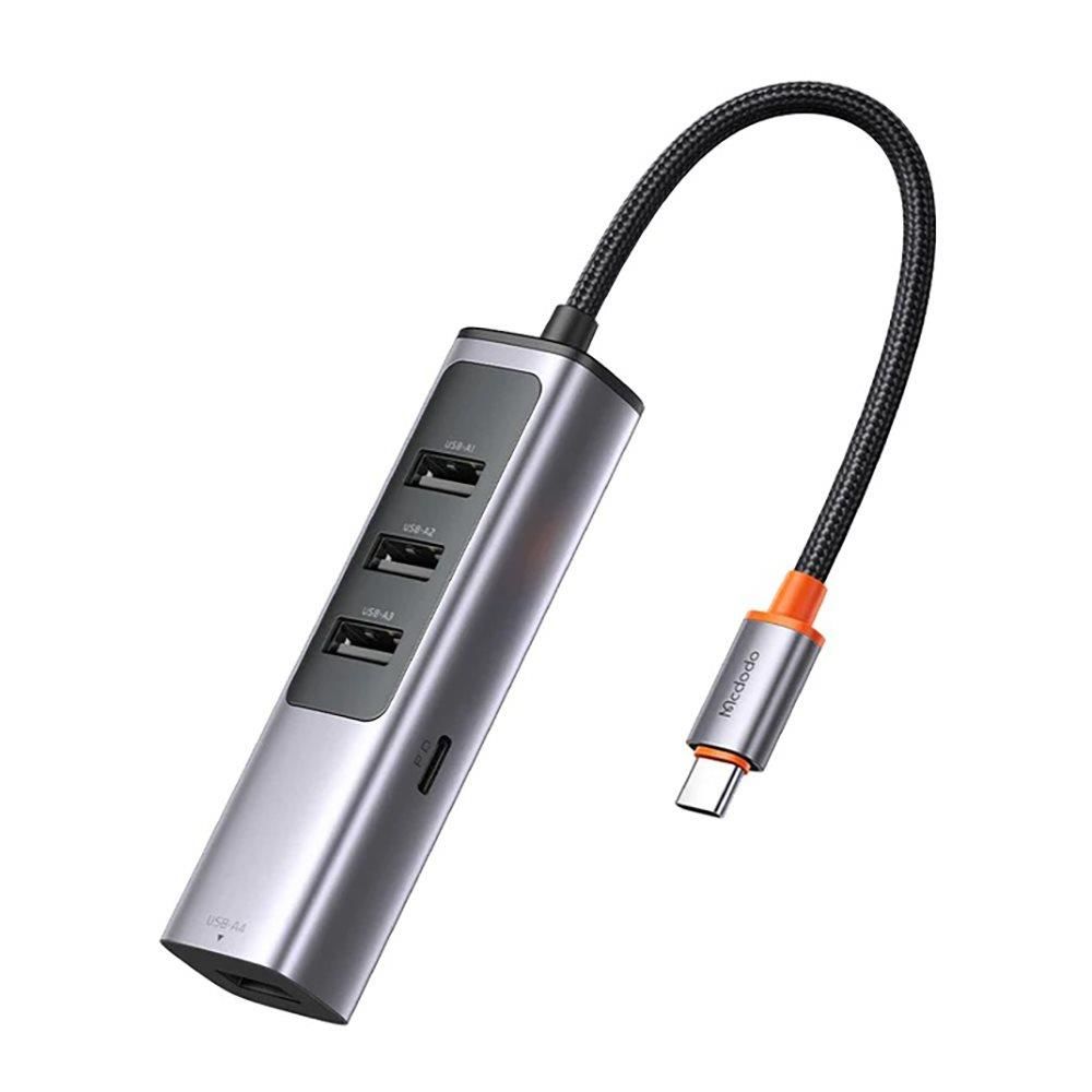 Mcdodo HU-1120 100W 1xType-C + 4xUSB 3.0 Çoklayıcı Adaptör - Gri