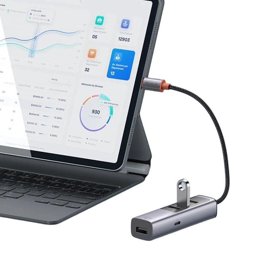 Mcdodo HU-1120 100W 1xType-C + 4xUSB 3.0 Çoklayıcı Adaptör - Gri