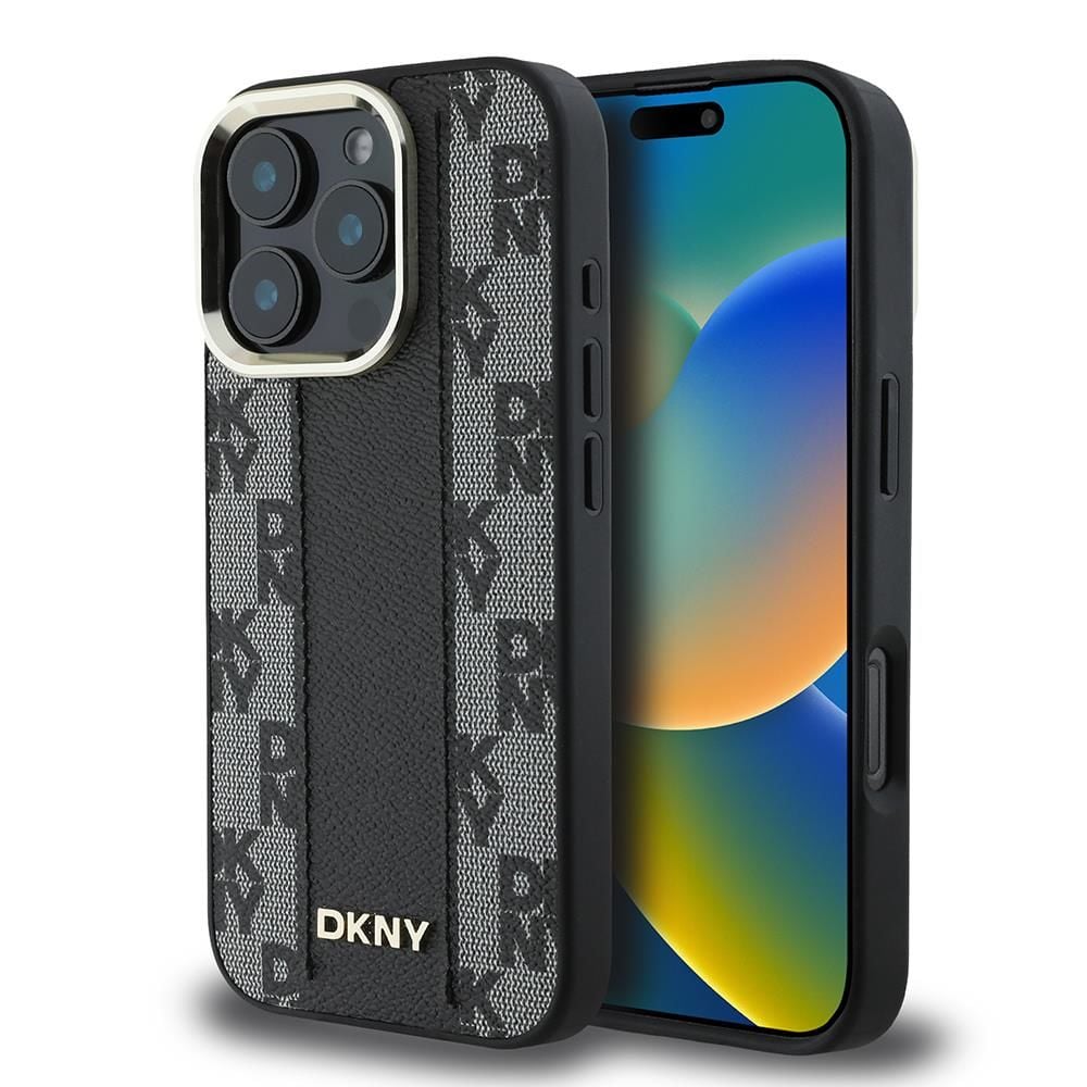 Apple iPhone 16 Pro Kılıf DKNY Orijinal Lisanslı Magsafe Şarj Özellikli 3D Yazılı Checkered Pattern Kapak