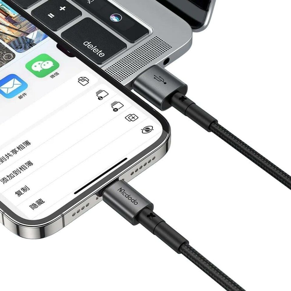 Mcdodo CA-3580 36W 3A iPhone Lightning Hızlı Şarj ve Veri Aktarım Kablosu 1.2m - Siyah