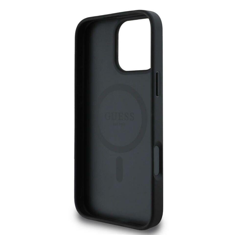 Apple iPhone 16 Pro Kılıf Guess Orijinal Lisanslı Magsafe Şarj Özellikli Yazı Logolu Saffiano Classic Kapak