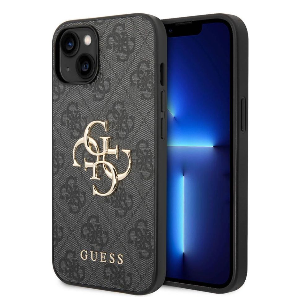 Apple iPhone 14 Kılıf Guess PU Deri Büyük Metal Logo Dizaynlı Kapak