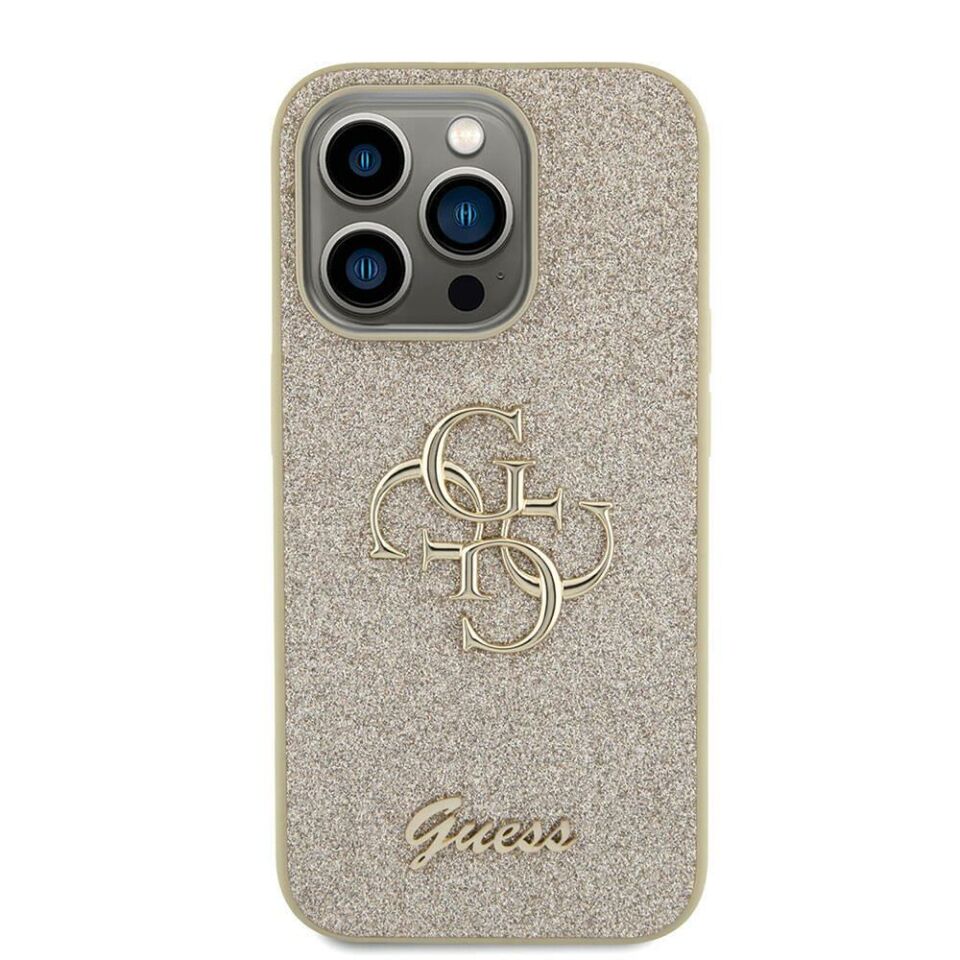 Apple iPhone 15 Pro Kılıf Guess Orijinal Lisanslı 4G Büyük Metal Logolu Glitter Kapak