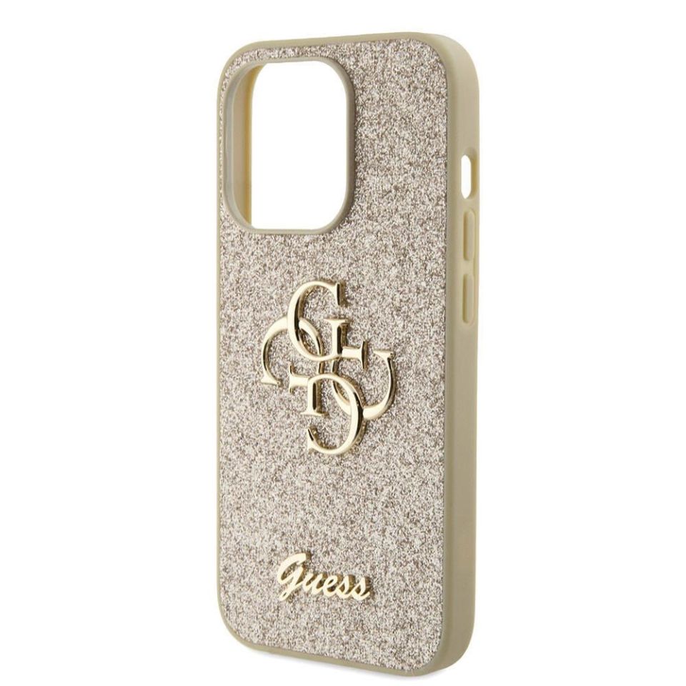 Apple iPhone 15 Pro Kılıf Guess Orijinal Lisanslı 4G Büyük Metal Logolu Glitter Kapak