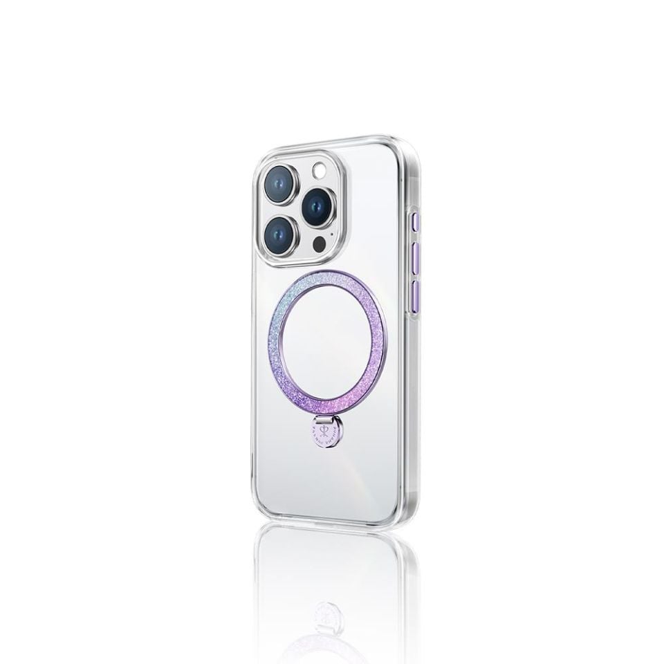 Apple iPhone 15 Pro Kılıf Magsafe Şarj Özellikli Standlı Pynana Dancing Streamer Serisi Kapak - Mor