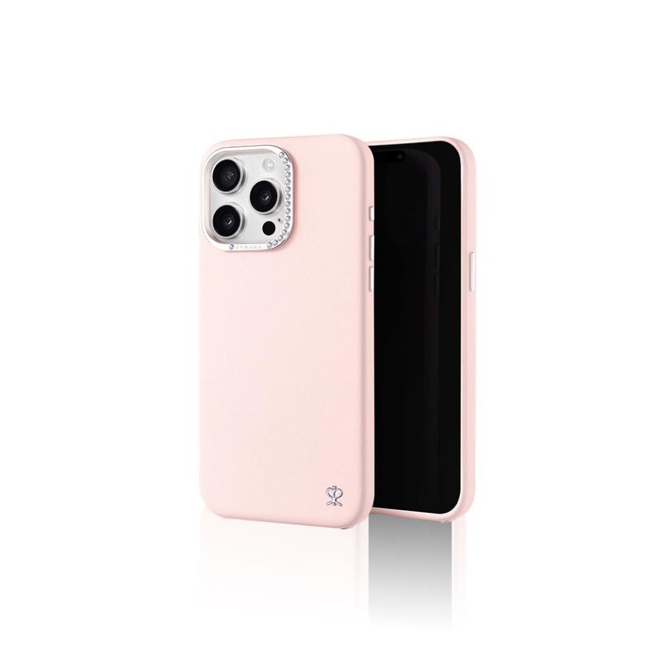 Apple iPhone 14 Pro Kılıf Suni Deri Tasarımlı Pynana Starry Serisi Kapak - Pembe