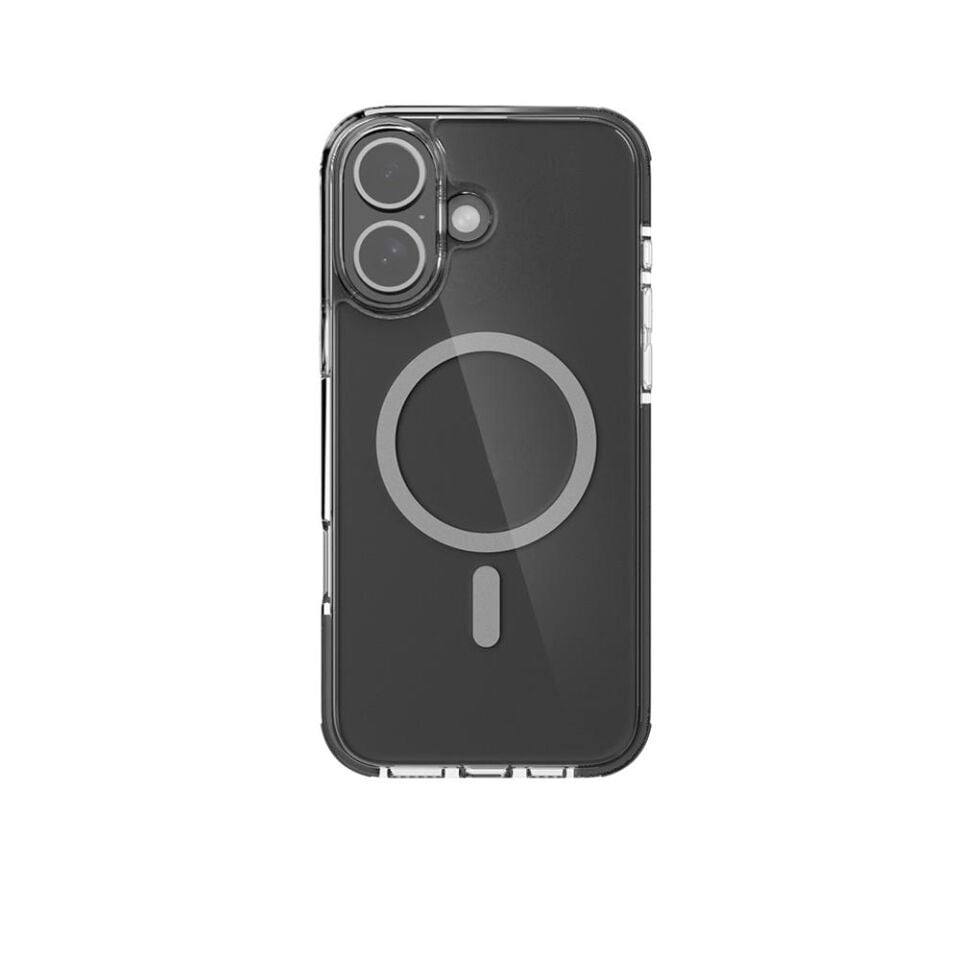 Apple iPhone 16 Kılıf Magsafe Şarj Özellikli Airbag Tasarımlı Raptic Clear Serisi Şeffaf Kapak - Siyah