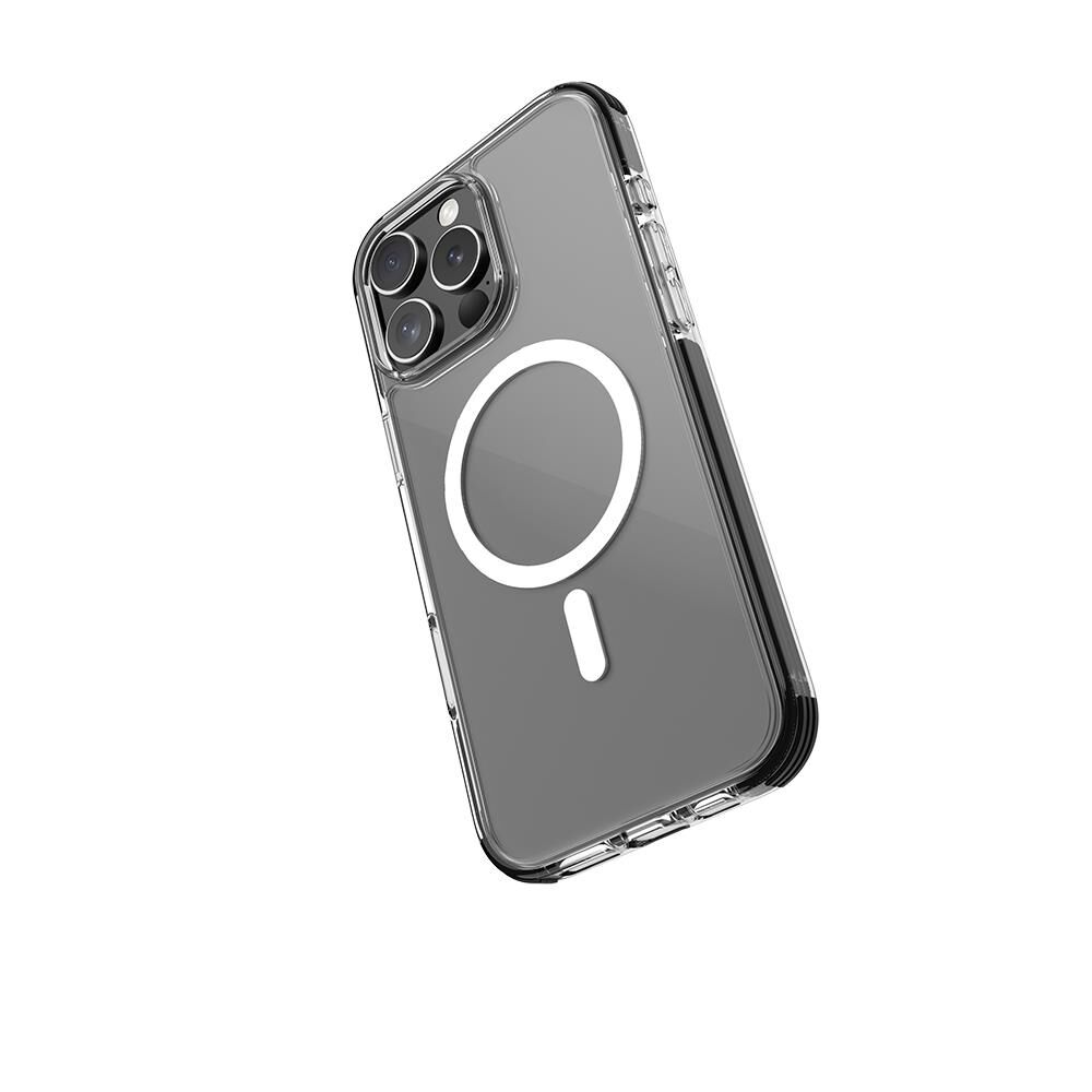 Apple iPhone 16 Pro Kılıf Magsafe Şarj Özellikli Airbag Tasarımlı Raptic Clear Serisi Şeffaf Kapak - Siyah