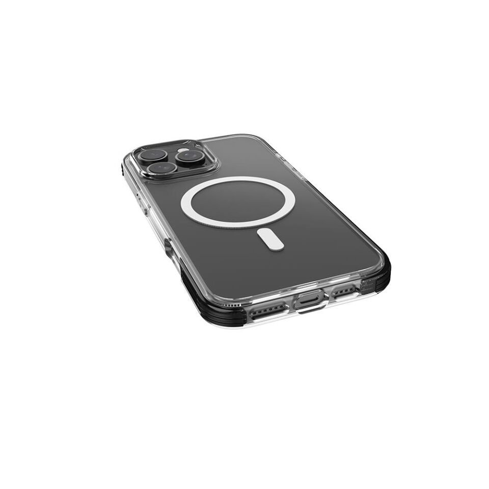 Apple iPhone 16 Pro Kılıf Magsafe Şarj Özellikli Airbag Tasarımlı Raptic Clear Serisi Şeffaf Kapak - Siyah