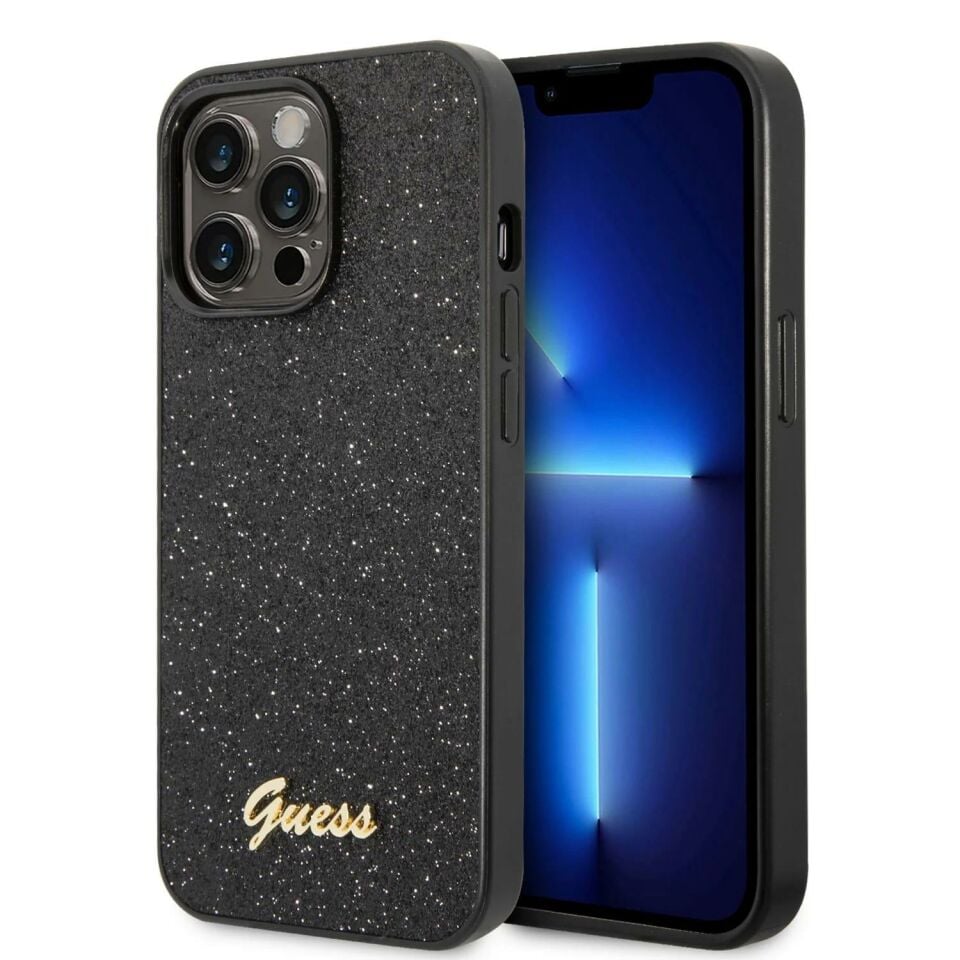 Iphone 14 Pro Max GUESS Parıltılı Taşlar Siyah Kılıf