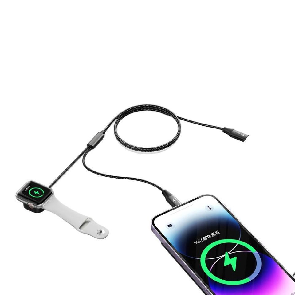 Mcdodo CH-2980 15W 2in 1 Manyetik Apple Watch & Type-C to Lightning Kablosuz Şarj Cihazı 1.5m-Siyah
