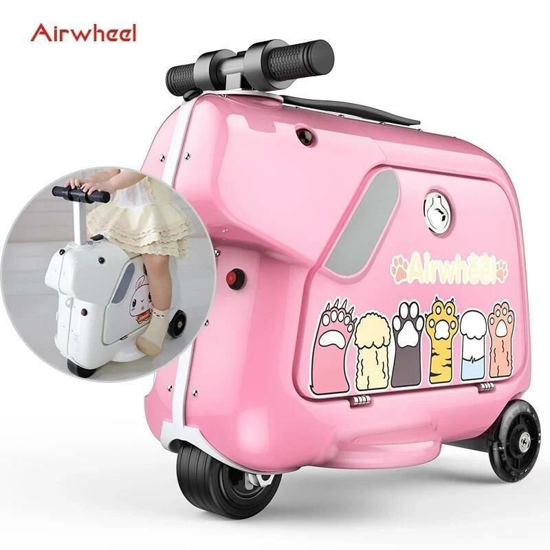 AirWheel Suitcase SQ3 Elektrikli Binilebilir Çocuk Scooter Valiz Pembe