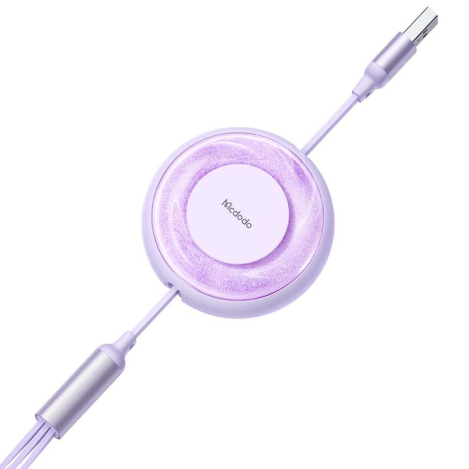 Mcdodo CA 3571 3in1 Geri Çekilebilir Çoklu Şarj Kablosu 1 2m Mor