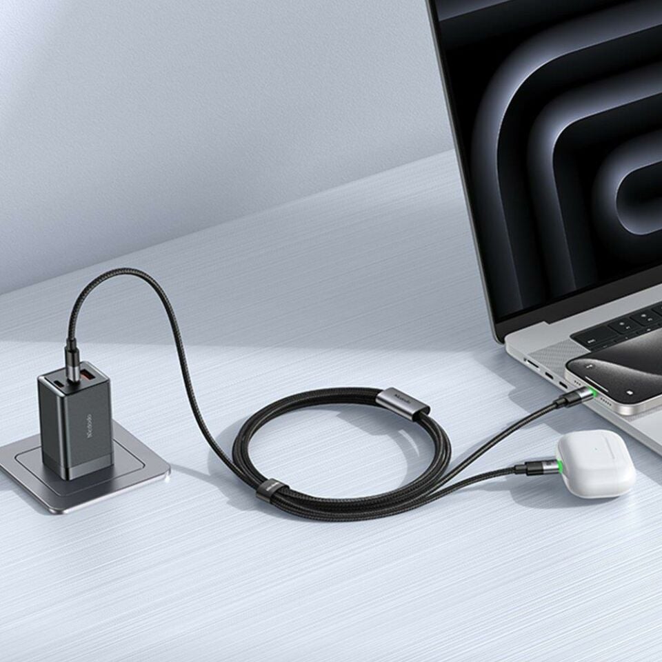 McDodo USB-C - Çift USB-C 100W 2'si 1 Arada Kablo