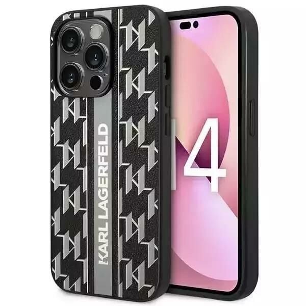 iPhone 14 Pro KARL Monogram Şerit Gri Kılıf KLHCP14LPGKLSKG