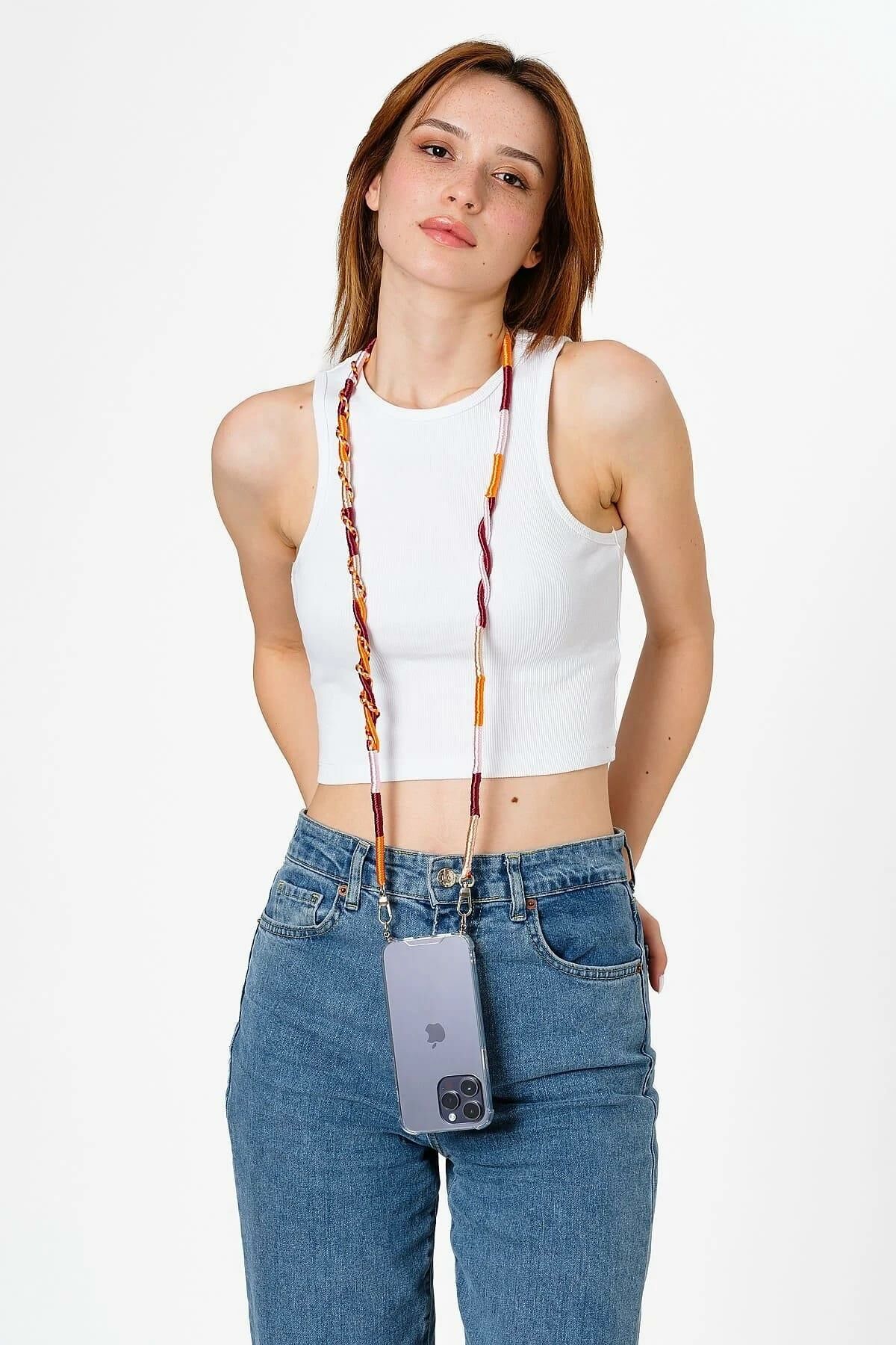 Hippi El Örgüsü Telefon Ve Çanta Askısı 110 cm Tulip