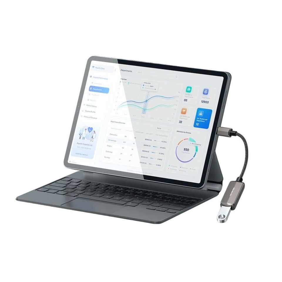 Mcdodo CA-2690 2İN 1 Lightning To USB-A 3.0 + Lightning Şarj Desteği Ve Veri Aktarım Cihazı - Koyu Gri