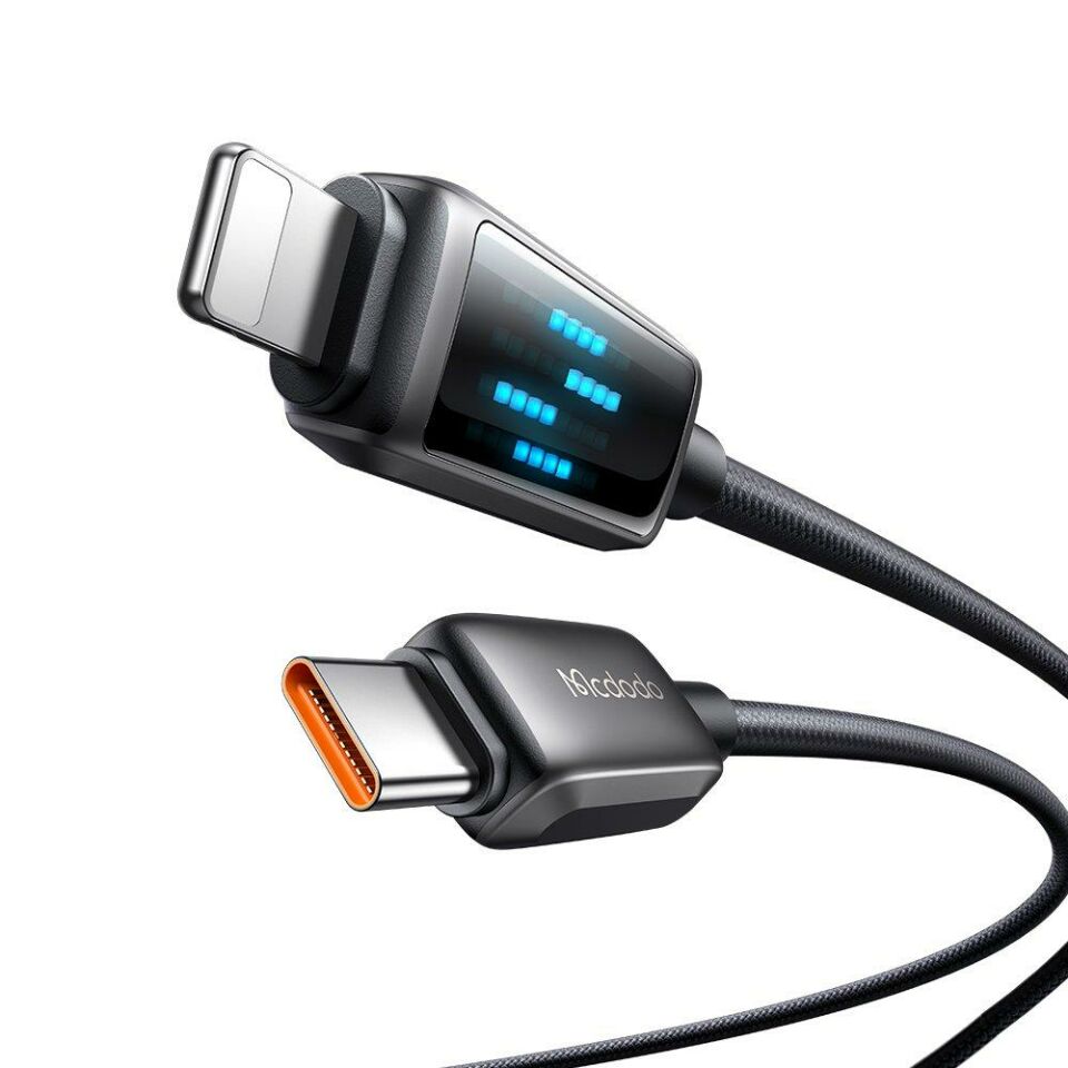 Mcdodo Ca-2630 36W Usb-C To Lıghtning Şarj Hız Göstergeli Şarj Ve Data Kablosu- 1.2 M Siyah