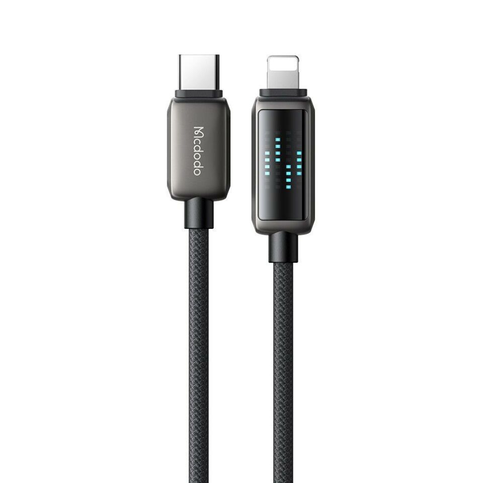 Mcdodo Ca-2630 36W Usb-C To Lıghtning Şarj Hız Göstergeli Şarj Ve Data Kablosu- 1.2 M Siyah