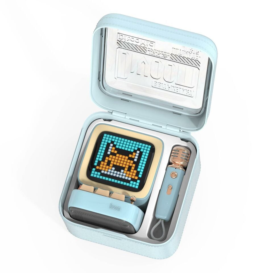 Divoom DitooMic Piksel Ekranlı Karaoke Mikrofonlu Bluetooth Hoparlör Mavi