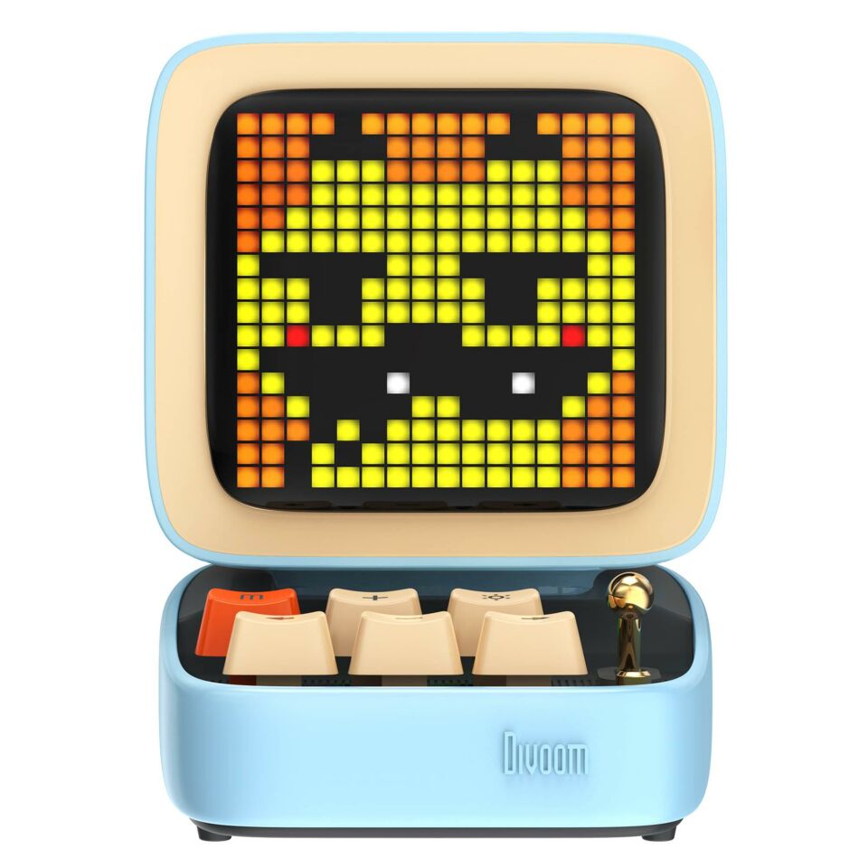 Divoom DitooMic Piksel Ekranlı Karaoke Mikrofonlu Bluetooth Hoparlör Mavi