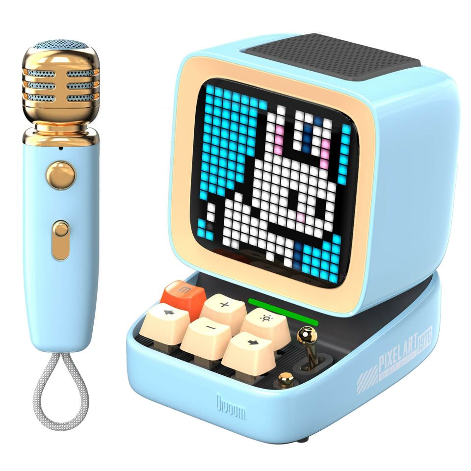 Divoom DitooMic Piksel Ekranlı Karaoke Mikrofonlu Bluetooth Hoparlör Mavi