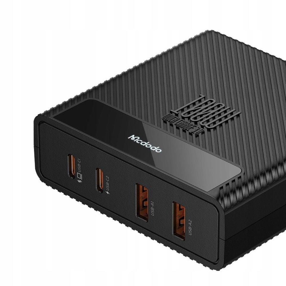 Mcdodo CH-1802 100W 2xUSB 2xType-C Girişli Powigan Hızlı Şarj İstasyonu - Siyah