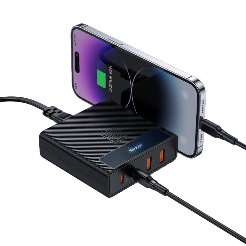 Mcdodo CH-1802 100W 2xUSB 2xType-C Girişli Powigan Hızlı Şarj İstasyonu - Siyah