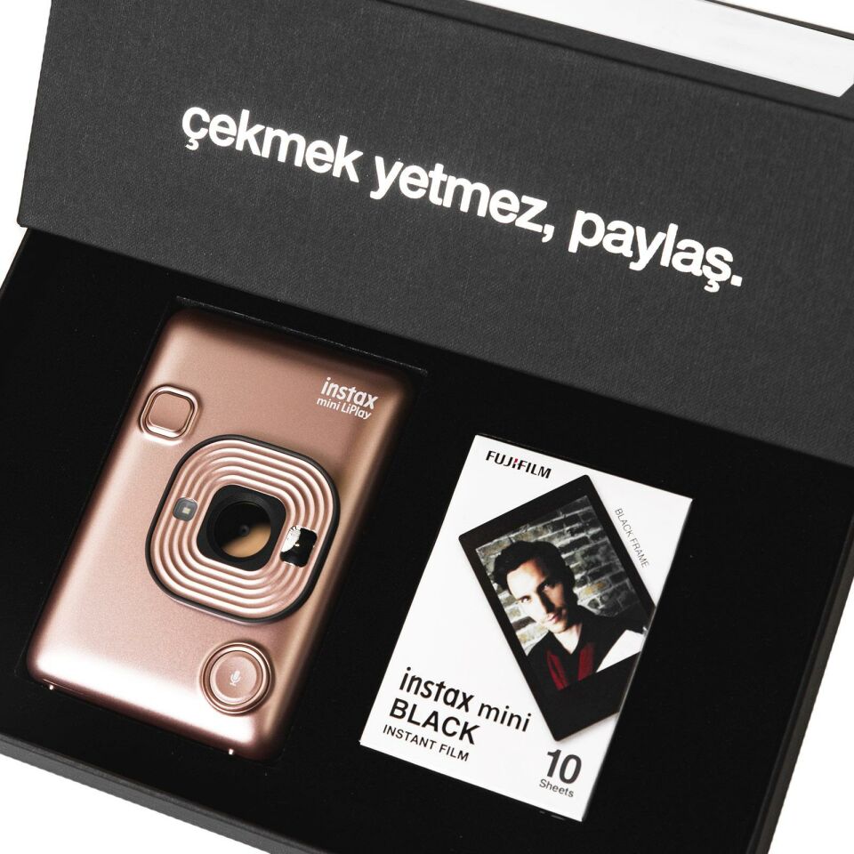 İnstax mini LiPlay Blush Gold Fotoğraf Makinesi Siyah Special Box