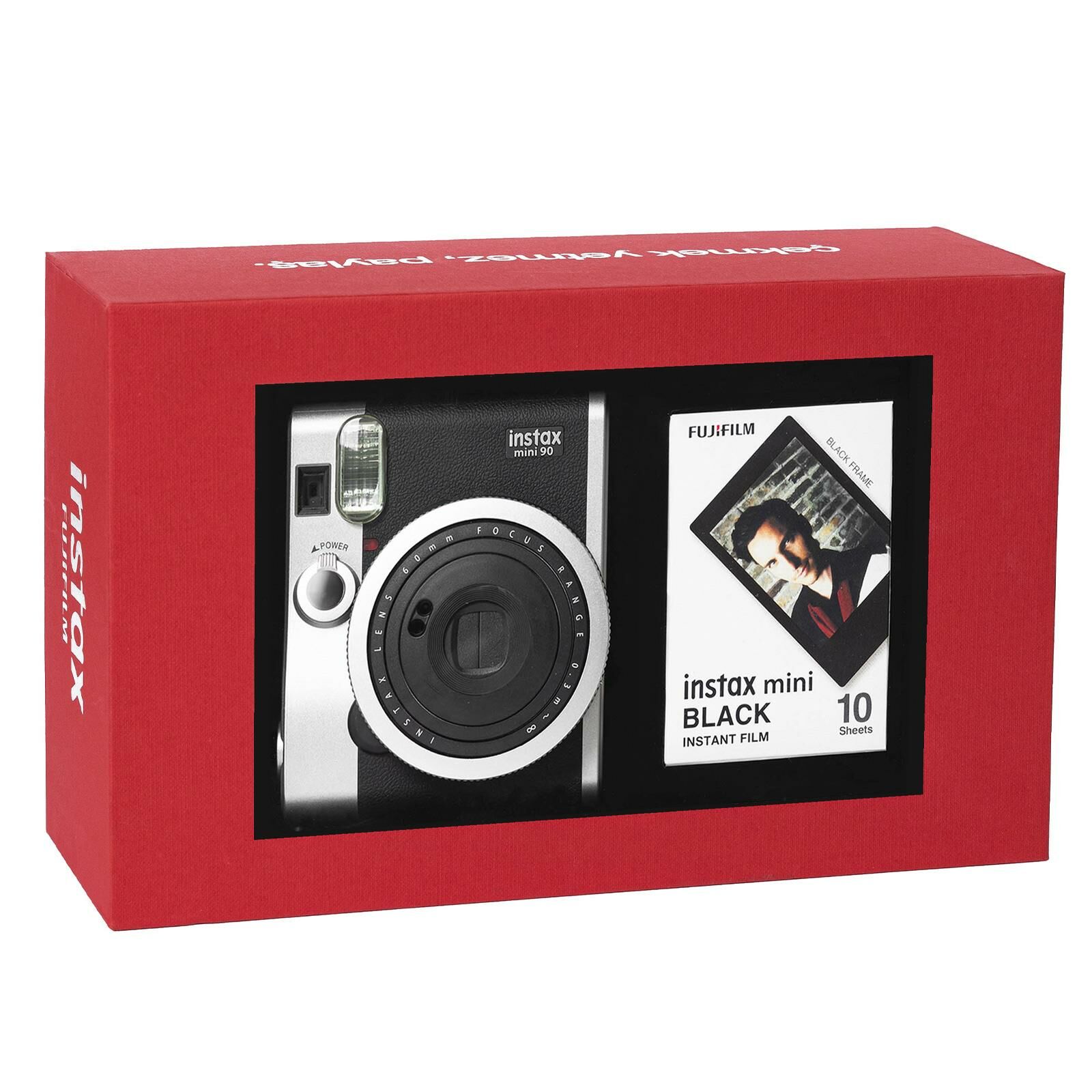 Instax Neo 90 Classic Siyah Fotoğraf Makinesi Kırmızı Special Box