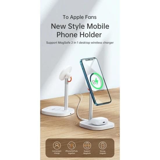 Mcdodo CH-7340 2in1 15w Manyetik Tutuculu Şarj Standı Beyaz