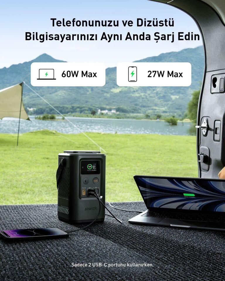 ANKER 548 Powerbank 60000mAh PowerCore Reserve 192Wh Solar Şarj Girişli Taşınabilir Güç Kaynağı 60W
