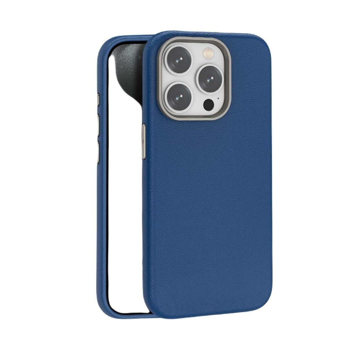 Piili iPhone 15 Pro Max Deri Magsafe Kılıf Lacivert