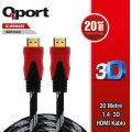 Qport HDMI to HDMI 20 Metre Altın Uçlu Kablo (Q-HDMI20)