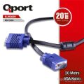 Qport VGA20 15 Pin Filtreli 20M Erkek Erkek Monitör Kablo Q-VGA20