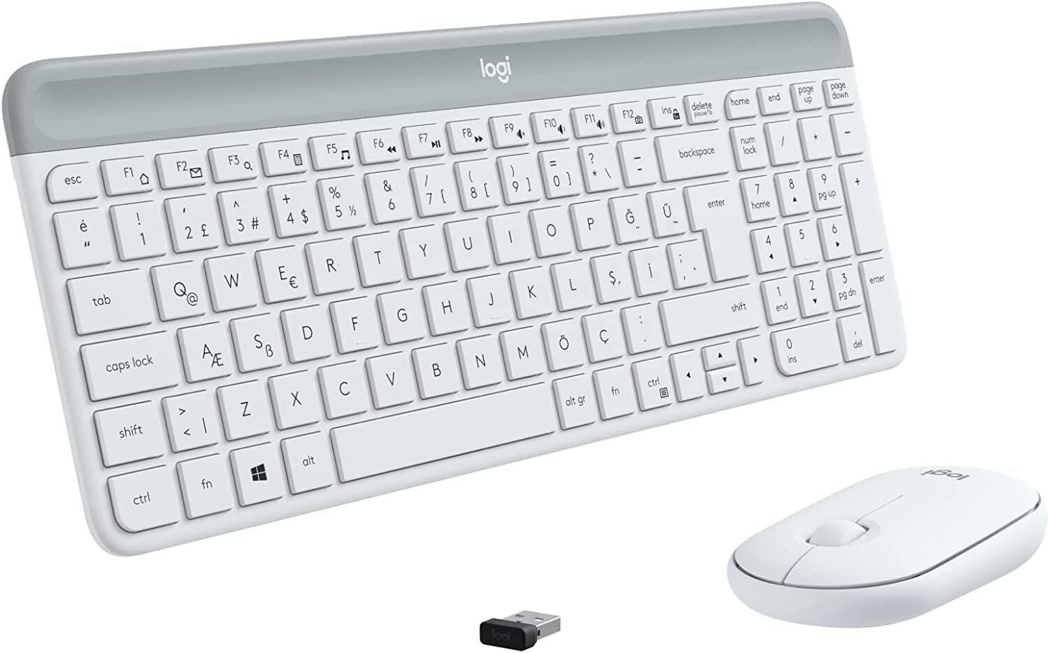 Logitech MK470 Slim Combo Kablosuz Klavye Mouse Set - Beyaz