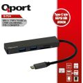 Qport Q-TU4 Type-C to USB 3.0 3Port+SD +Micro SD +Type-C Çevirici