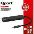 Qport Q-TU4 Type-C to USB 3.0 3Port+SD +Micro SD +Type-C Çevirici
