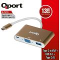 Qport Q-TV03 Type-C To Vga+USB 3.0+Type-C (F) 1920*1080P Çevirici