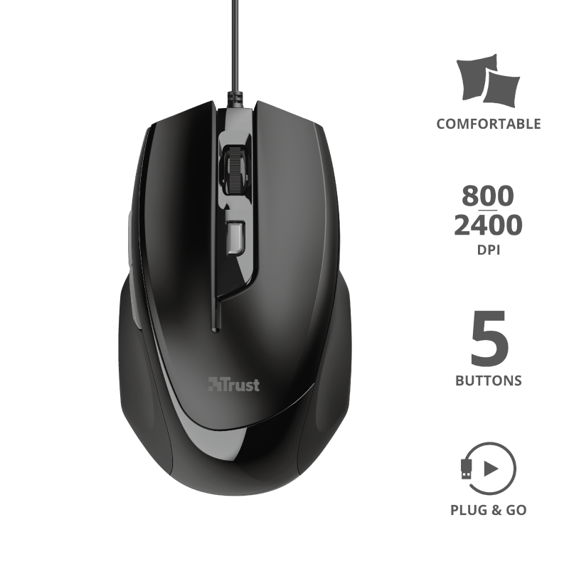 Trust 23650 Voca Kablolu Mouse-Siyah